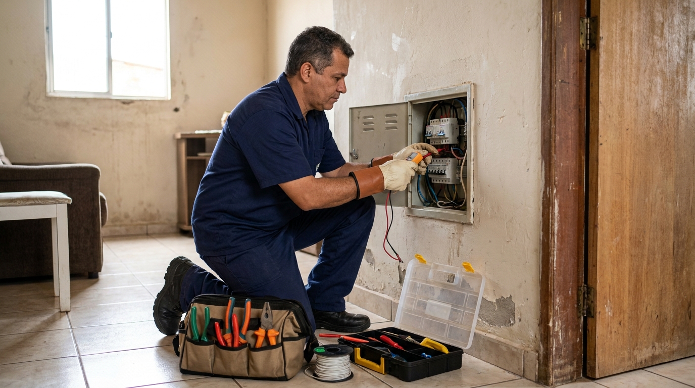 Eletricista com ferramentas em Santo André‑SP