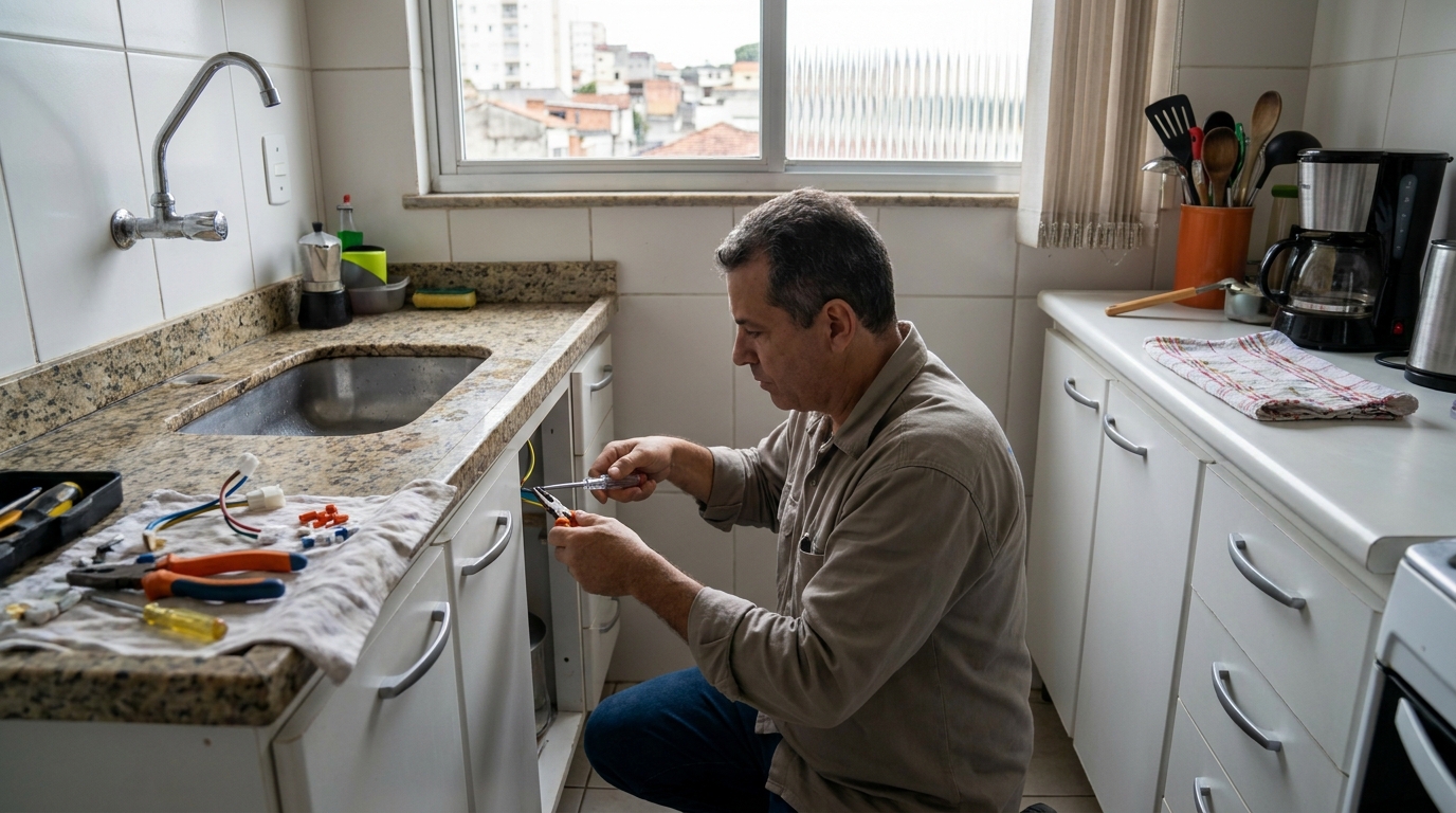 Eletricista instalando torneira eletrica em Santo André‑SP