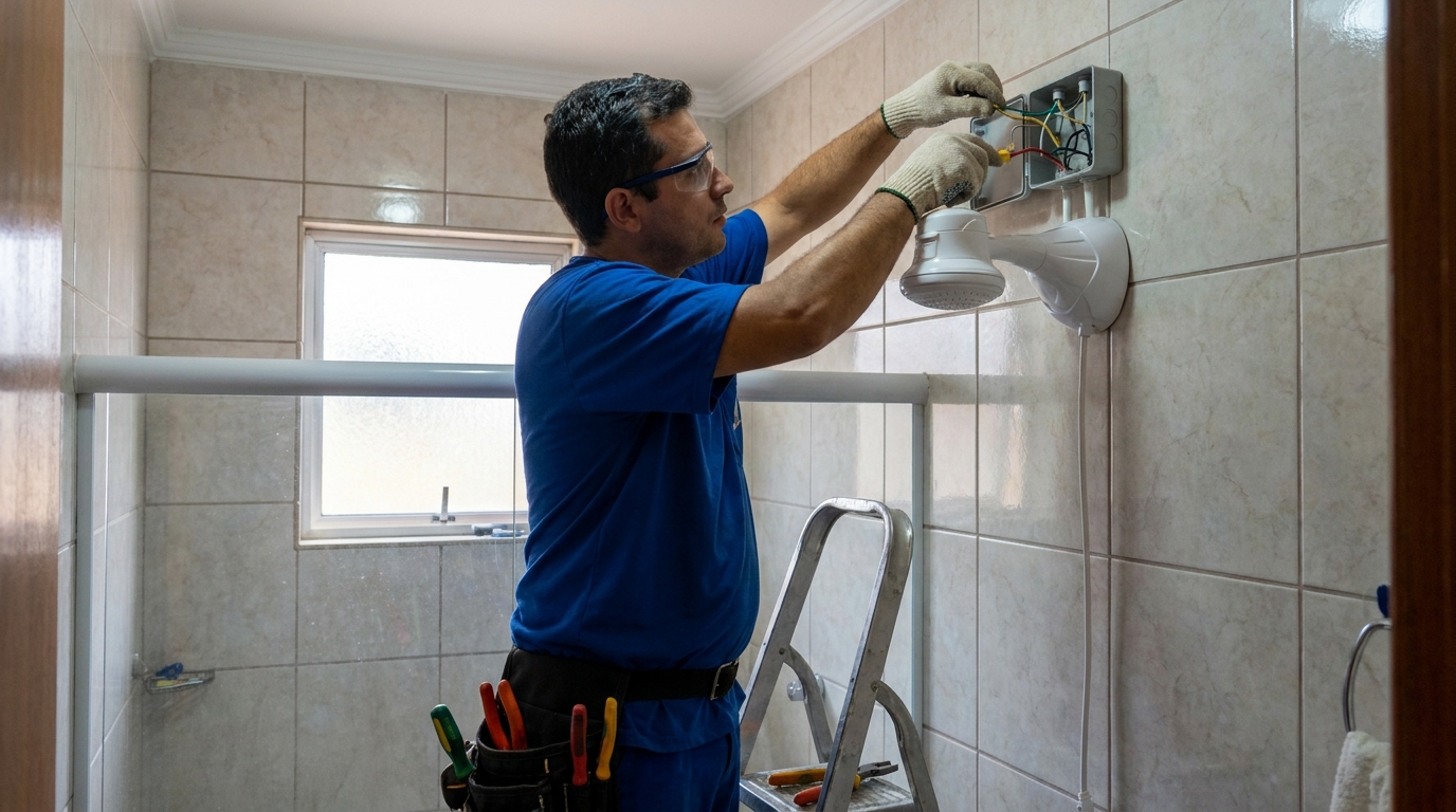 Instalacao de chuveiro eletrico profissional em Santo André‑SP