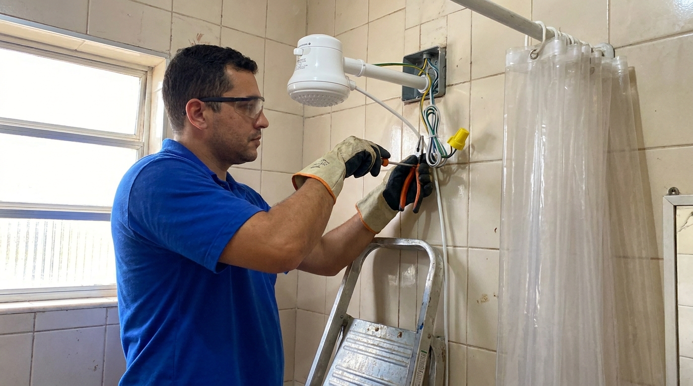 Instalacao de chuveiro eletrico residencial em Santo André‑SP