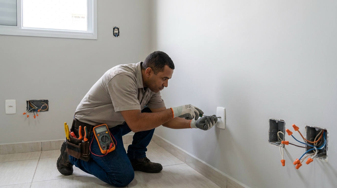 Instalacao de tomada e interruptor em Santo André‑SP