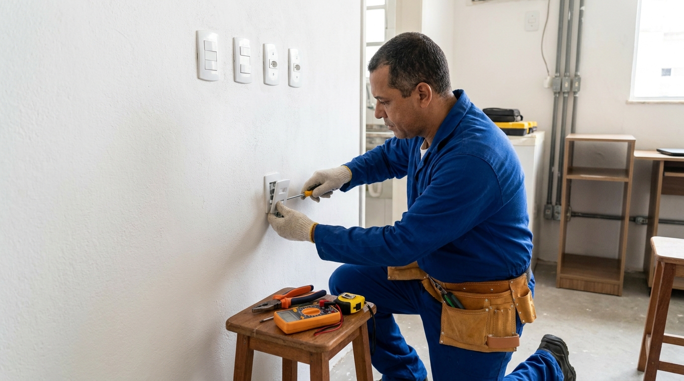 Instalacao de tomada e interruptor profissional em Santo André‑SP