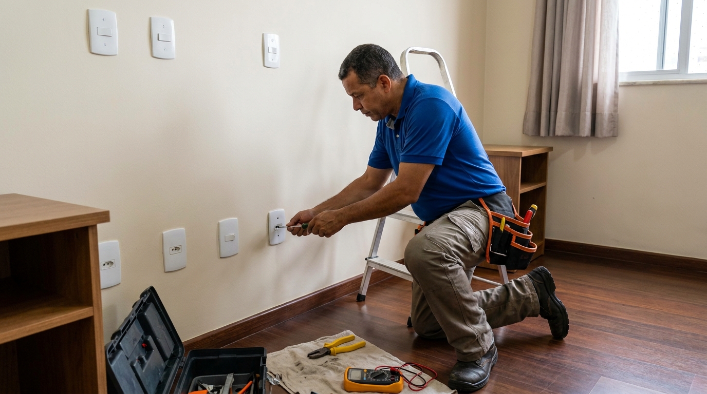Instalacao de tomada e interruptor residencial em Santo André‑SP