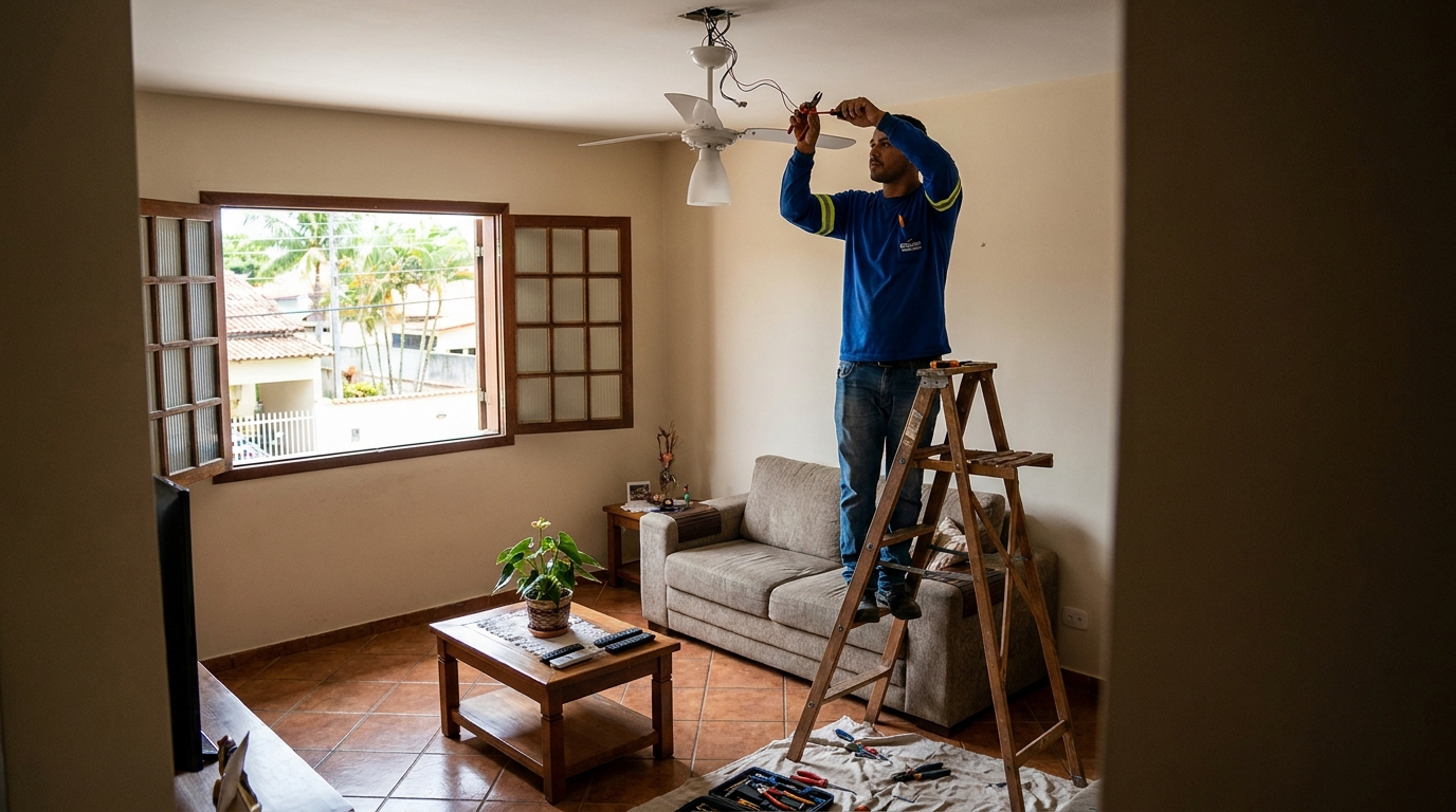Instalacao de ventilador de teto profissional em Santo André‑SP