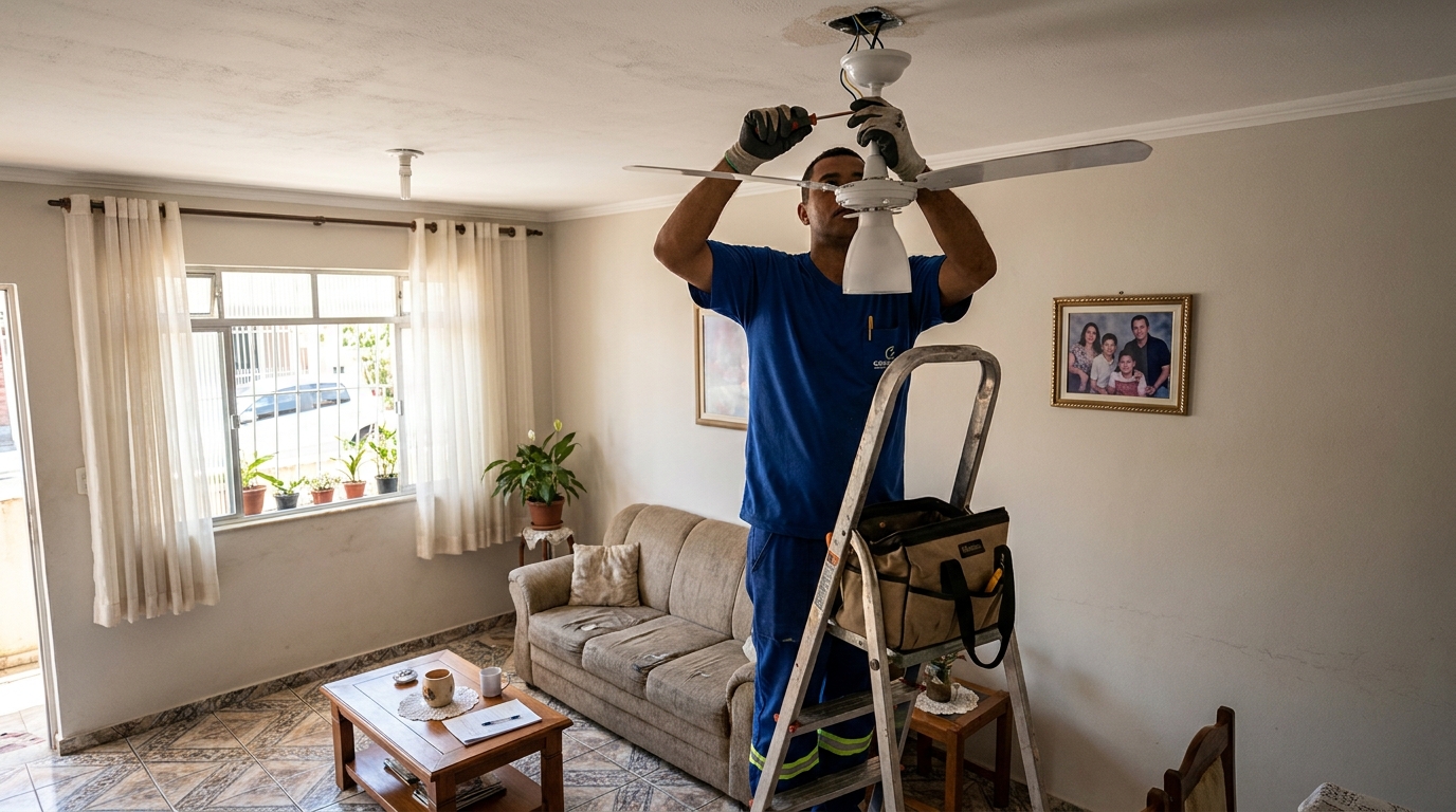 Instalacao de ventilador de teto residencial em Santo André‑SP