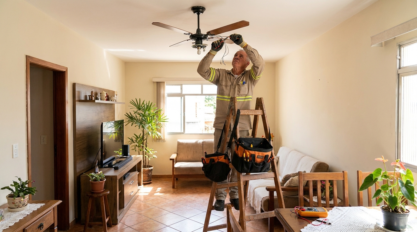 Montagem de ventilador de teto em Santo André‑SP